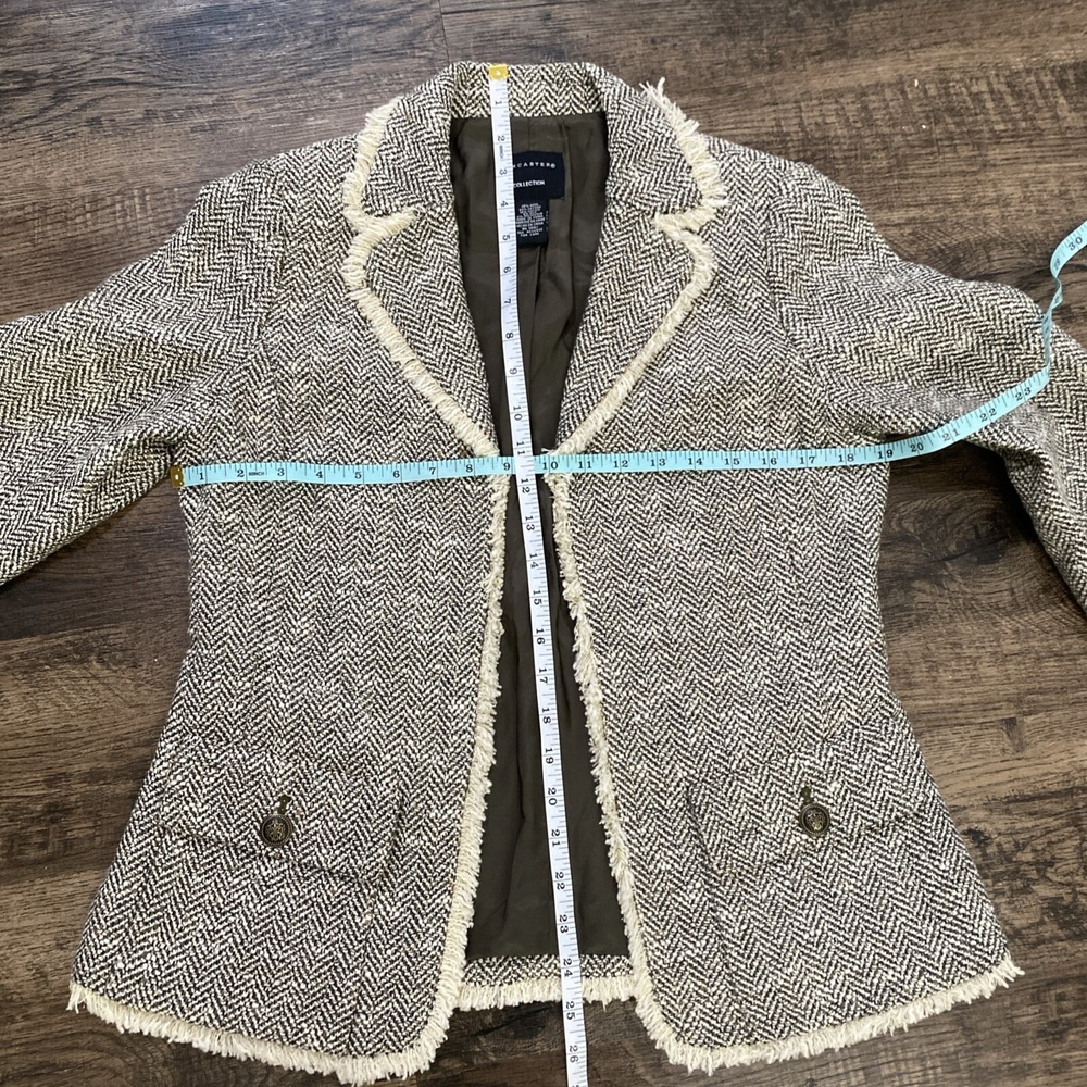 Doncaster Collection Tweed Blazer Frayed Trim Career Women's Size 4 - Picture 5 of 10